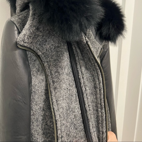 Soia & Kyo Wool Coat with Leather Sleeve, Size Small - Picture 5 of 5